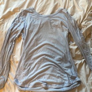 Baby blue lululemon long sleeve with back detail